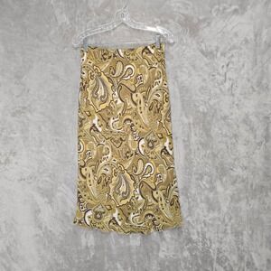 Vtg Reference Womens‎ M Paisley Midi Skirt Brown Mustard Tan Y2K Boho Goblincore